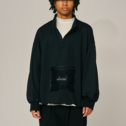 OG Logo Mesh Pocket Haif ZIP SWEAT Black