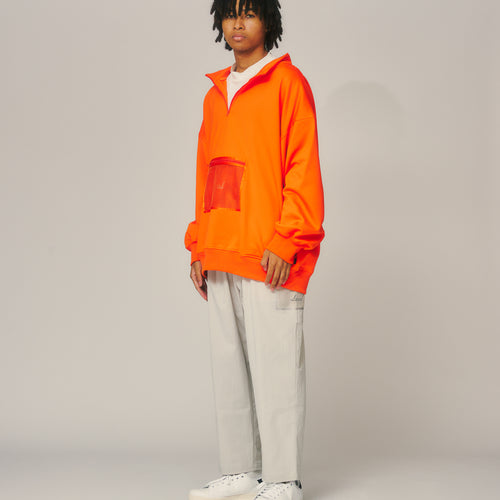 OG Logo Mesh Pocket Haif ZIP SWEAT Orange