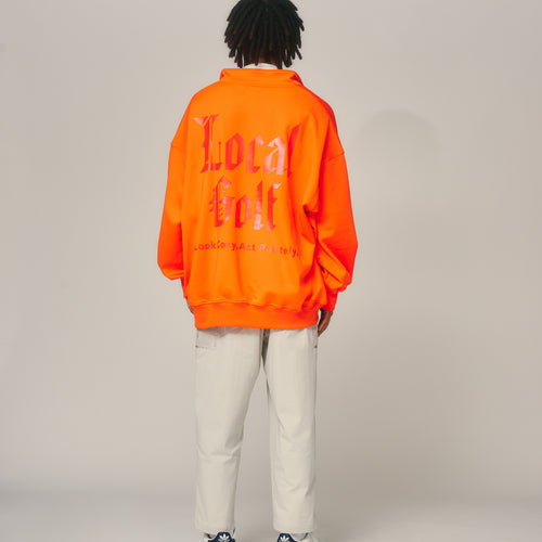 OG Logo Mesh Pocket Haif ZIP SWEAT Orange