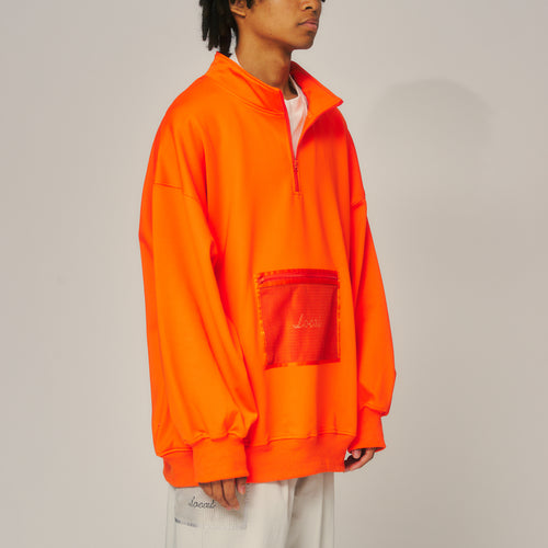 OG Logo Mesh Pocket Haif ZIP SWEAT Orange