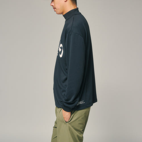 L/S FRONT LOGO MOCK BLACK