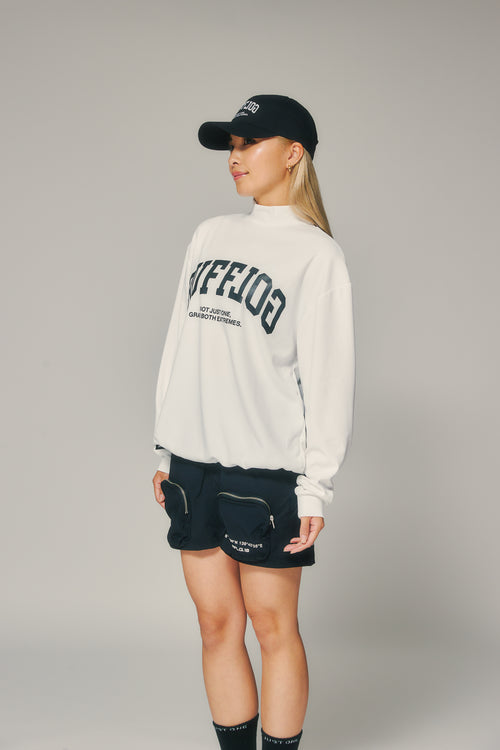 L/S FRONT LOGO MOCK WHITE