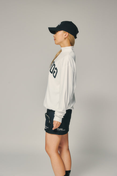 L/S FRONT LOGO MOCK WHITE