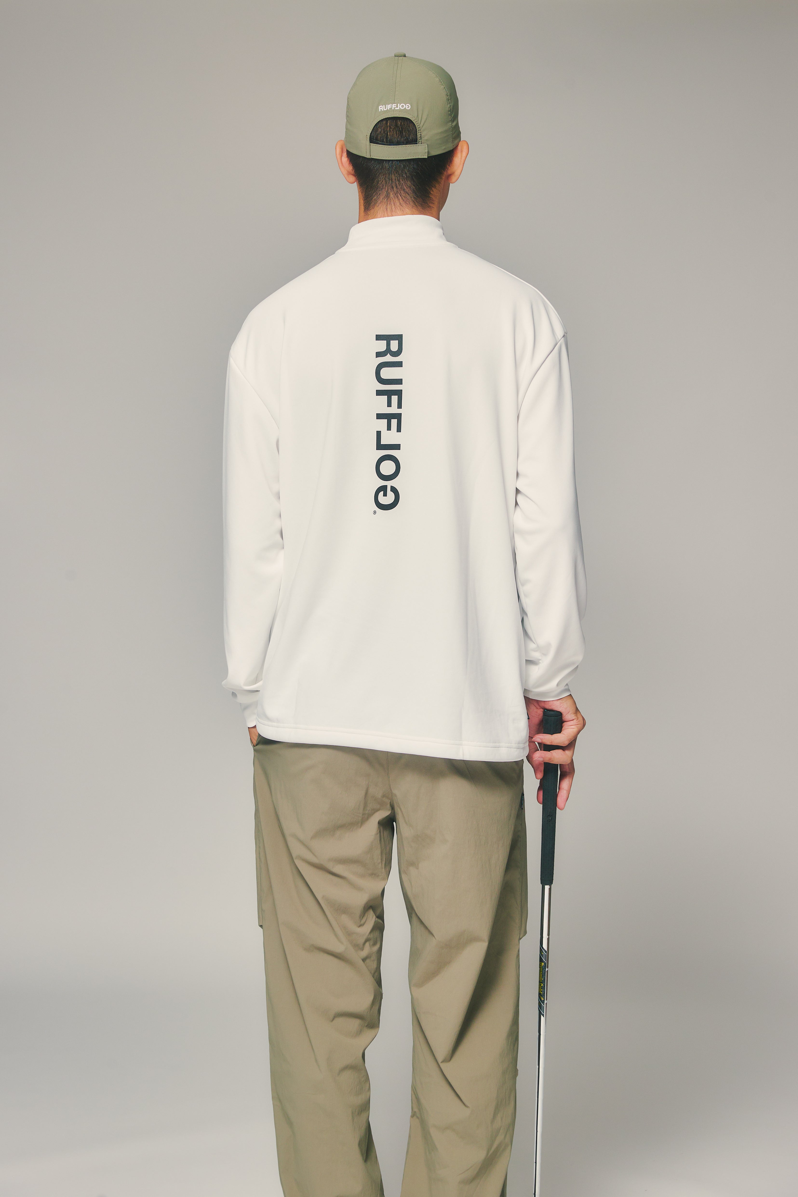 L/S MOCK NECK TEE WHITE – RUFFLOG