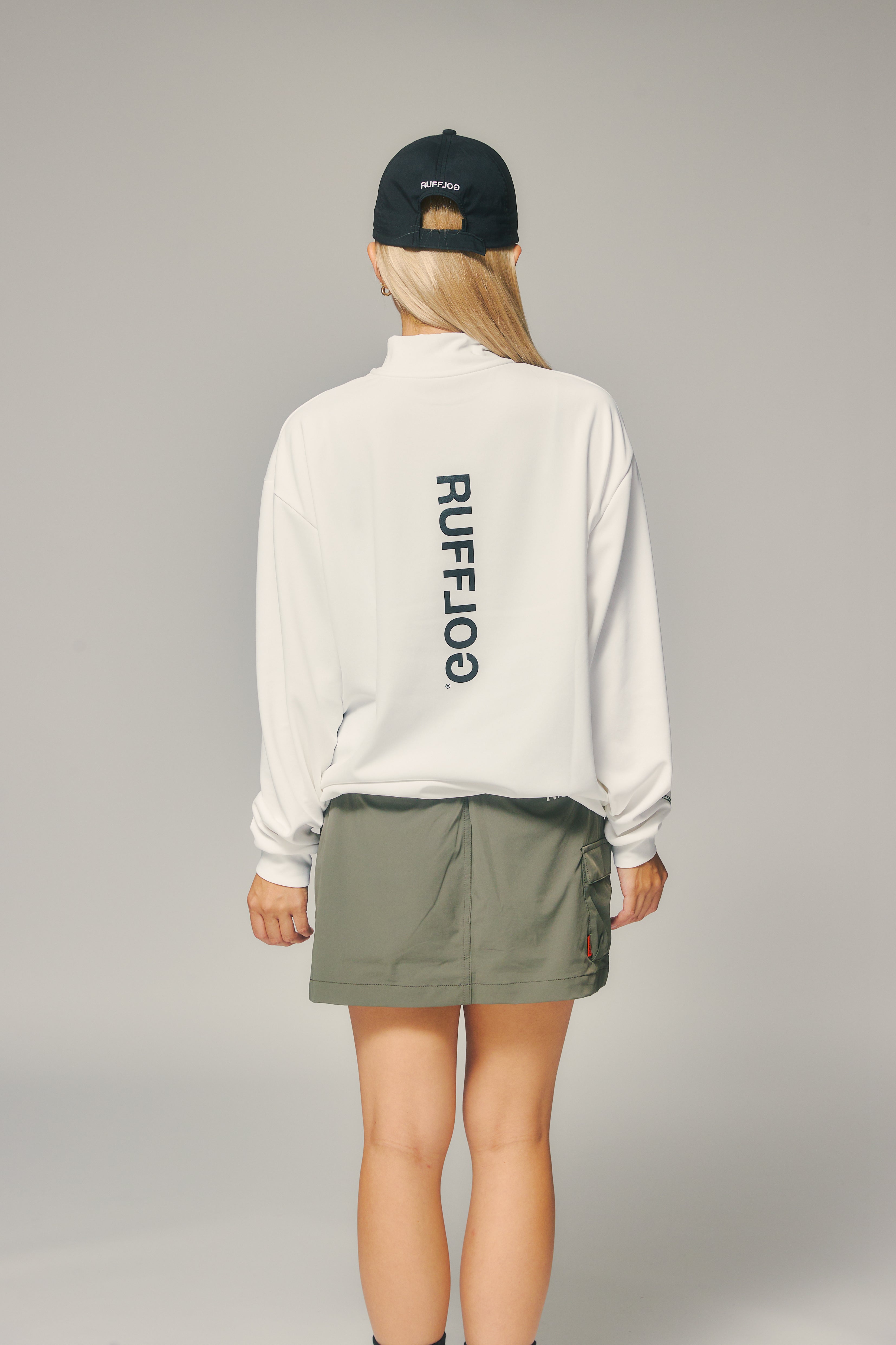 L/S MOCK NECK TEE WHITE – RUFFLOG