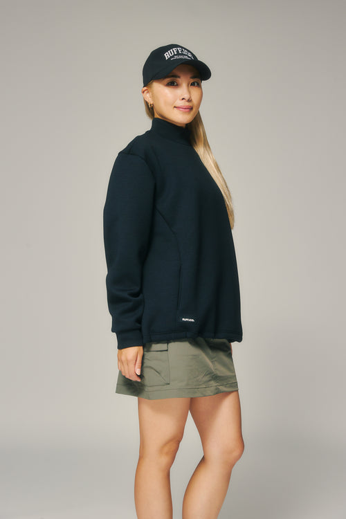 L/S BACK LOGO MOCK NECK BLACK