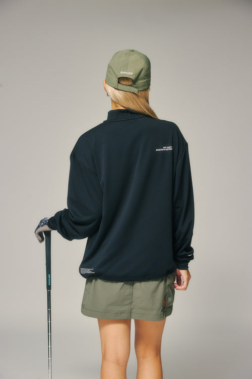 L/S FRONT LOGO MOCK BLACK