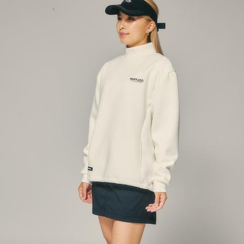 L/S BACK LOGO MOCK NECK WHITE