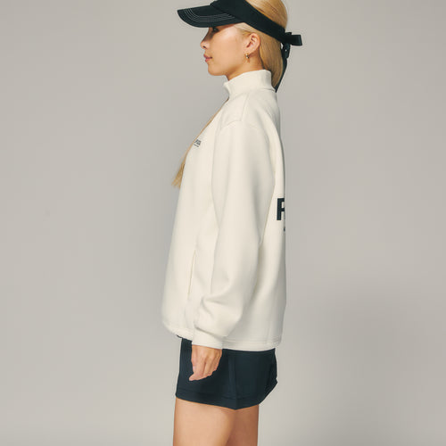 L/S BACK LOGO MOCK NECK WHITE