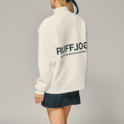 L/S BACK LOGO MOCK NECK WHITE