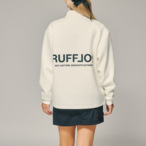 L/S BACK LOGO MOCK NECK WHITE