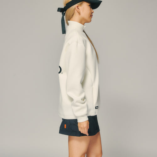 L/S BACK LOGO MOCK NECK WHITE