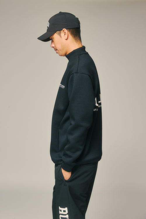 L/S BACK LOGO MOCK NECK BLACK