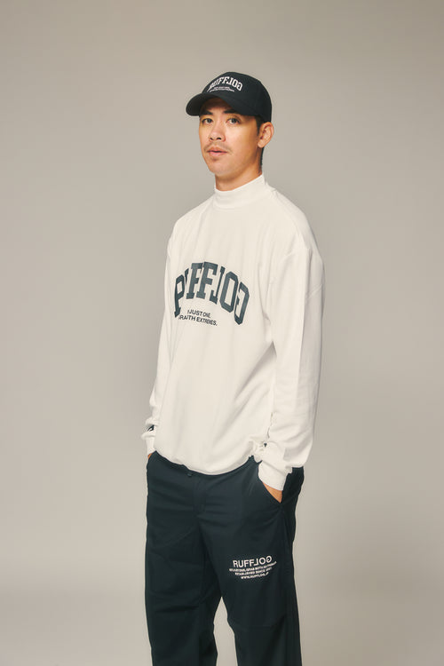 L/S FRONT LOGO MOCK WHITE