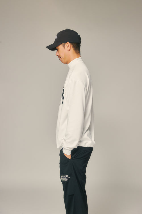 L/S FRONT LOGO MOCK WHITE