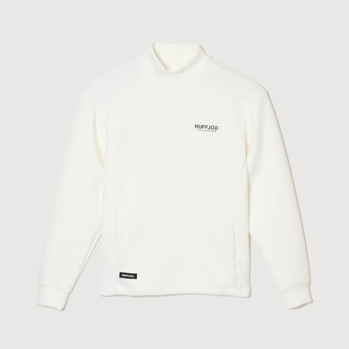 L/S BACK LOGO MOCK NECK WHITE