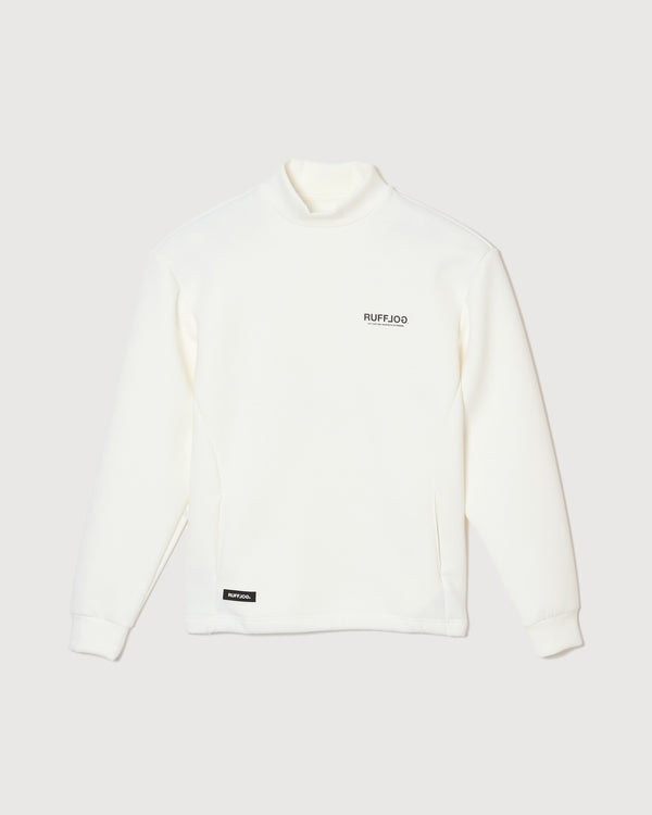 L/S BACK LOGO MOCK NECK WHITE