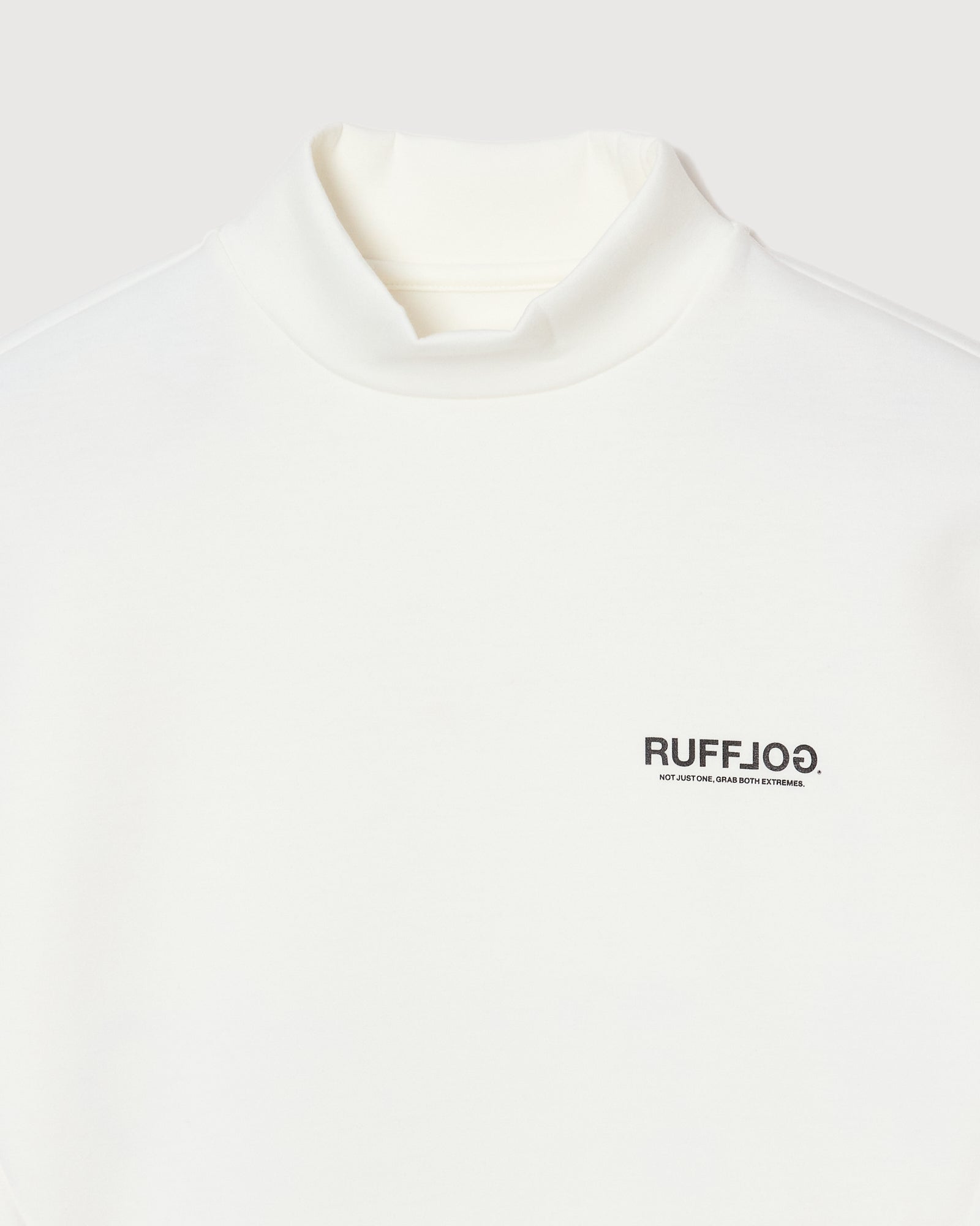L/S BACK LOGO MOCK NECK WHITE – RUFFLOG