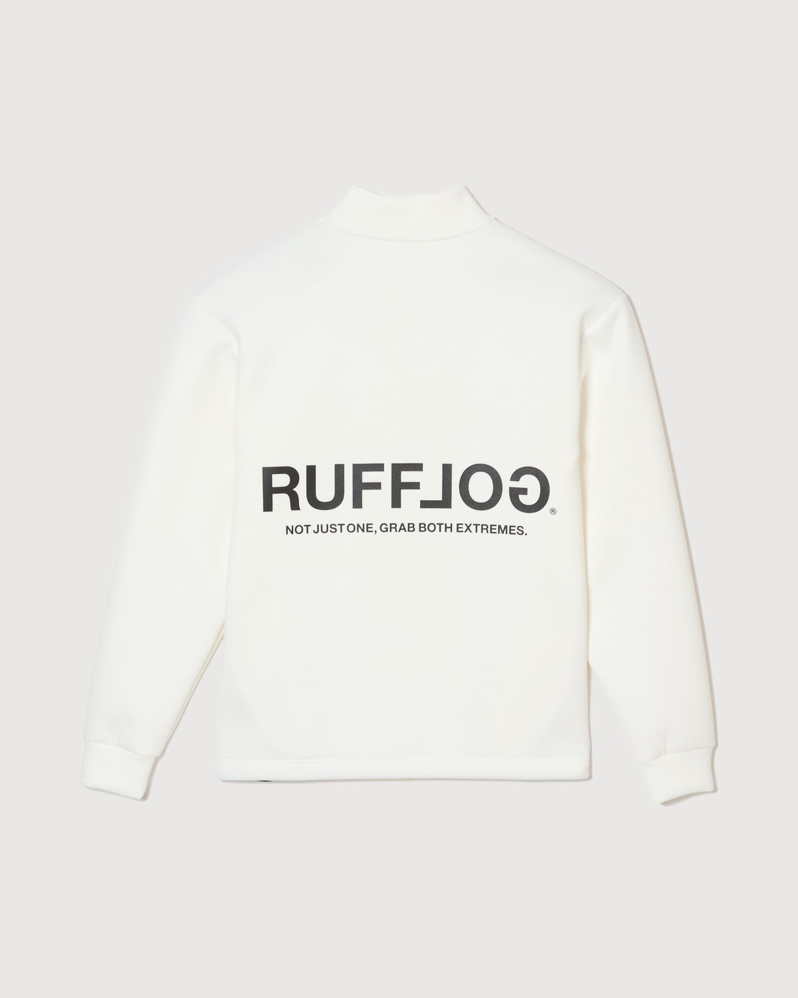 L/S BACK LOGO MOCK NECK WHITE – RUFFLOG