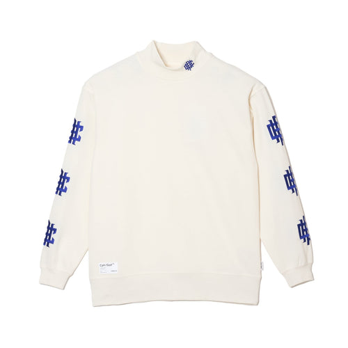 #OVERLAP LOGO L/S MOCK NECK TEE WHITE