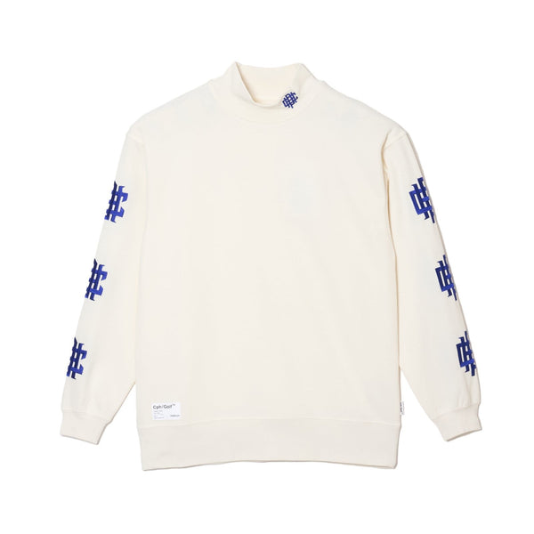 #OVERLAP LOGO L/S MOCK NECK TEE WHITE