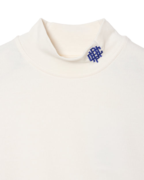 #OVERLAP LOGO L/S MOCK NECK TEE WHITE