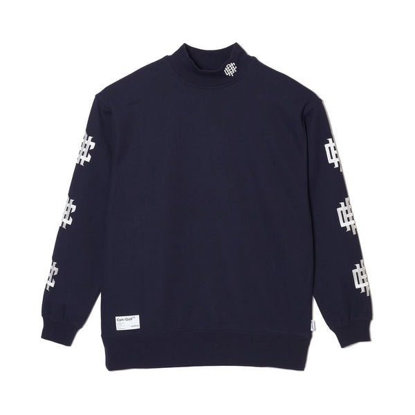 #OVERLAP LOGO L/S MOCK NECK TEE NAVY