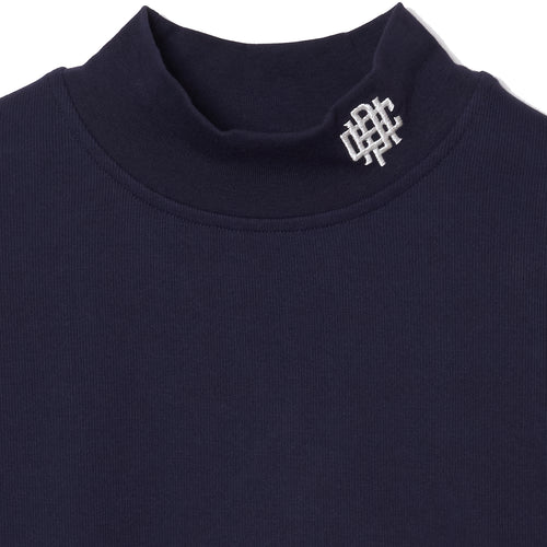 #OVERLAP LOGO L/S MOCK NECK TEE NAVY