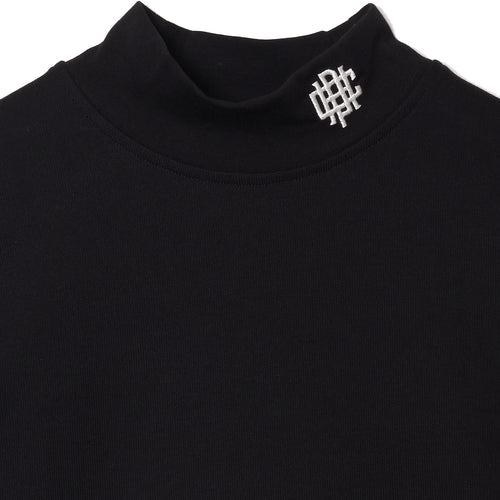 #OVERLAP LOGO L/S MOCK NECK TEE BLACK