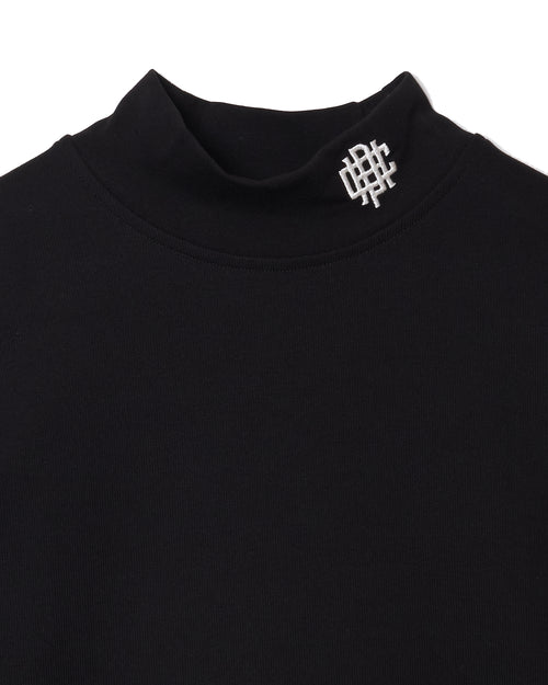 #OVERLAP LOGO L/S MOCK NECK TEE BLACK