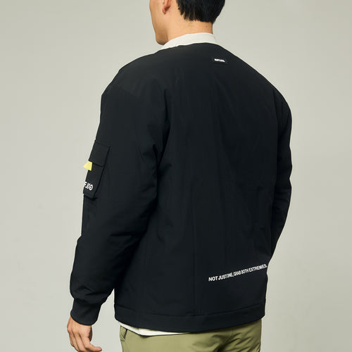 NO COLLAR PUFFER JACKET BLACK