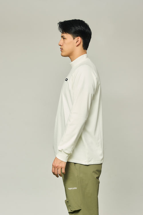 RAGLAN SLEEVE L/S MOCK NECK WHITE