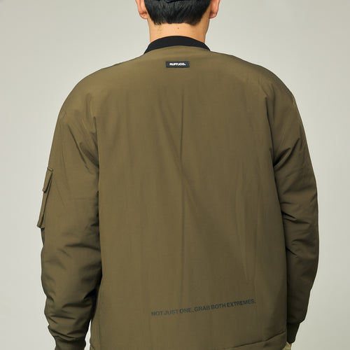 NO COLLAR PUFFER JACKET KHAKI