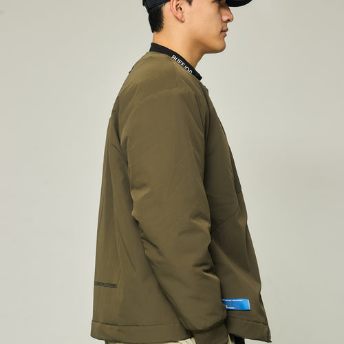 NO COLLAR PUFFER JACKET KHAKI