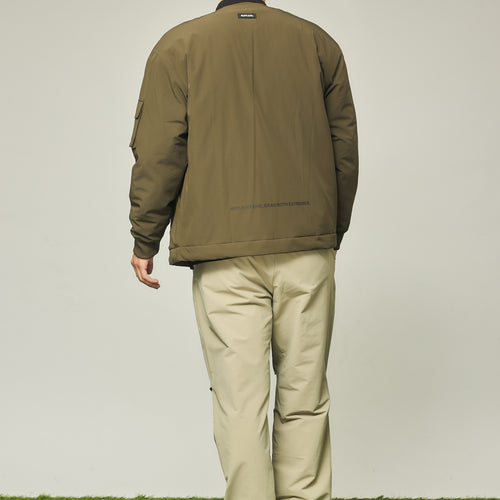 NO COLLAR PUFFER JACKET KHAKI