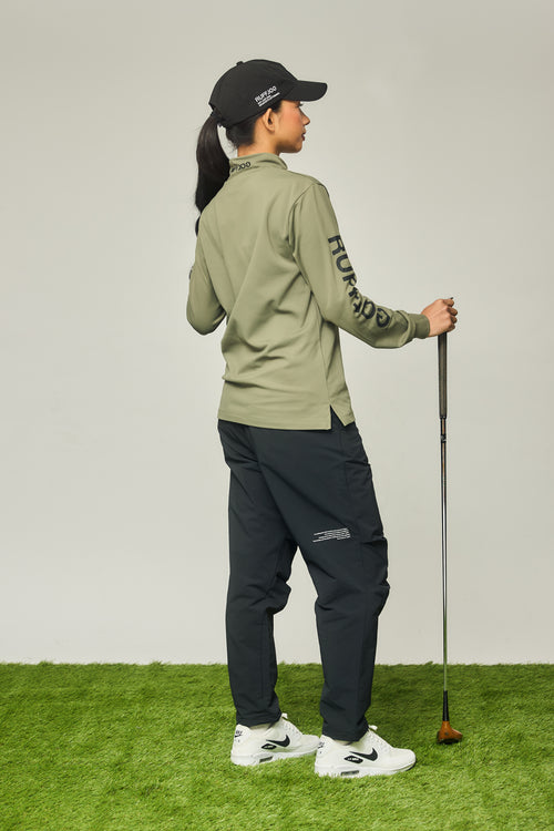 STRECH WARM WIDE SLACKS BLACK