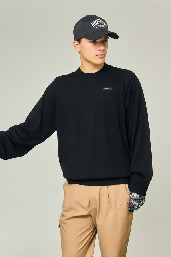 MOCK NECK L/S KNIT BLACK