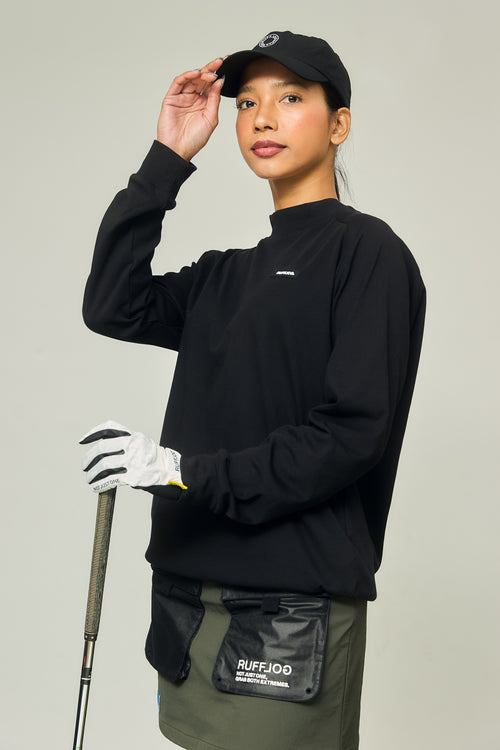 RAGLAN SLEEVE L/S MOCK NECK BLACK