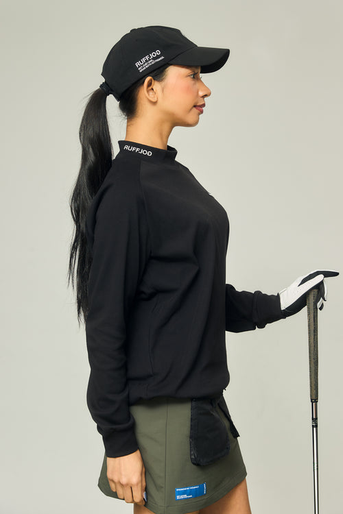 RAGLAN SLEEVE L/S MOCK NECK BLACK