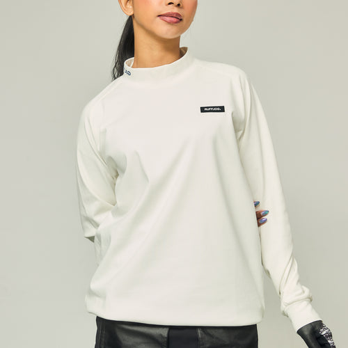 RAGLAN SLEEVE L/S MOCK NECK WHITE