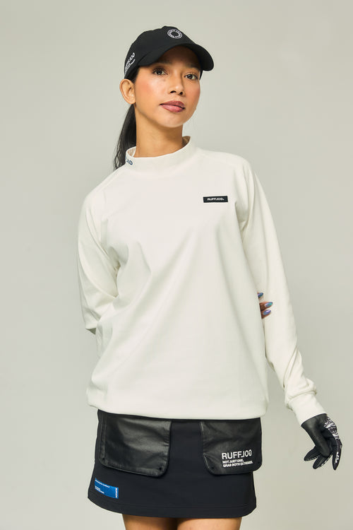 RAGLAN SLEEVE L/S MOCK NECK WHITE
