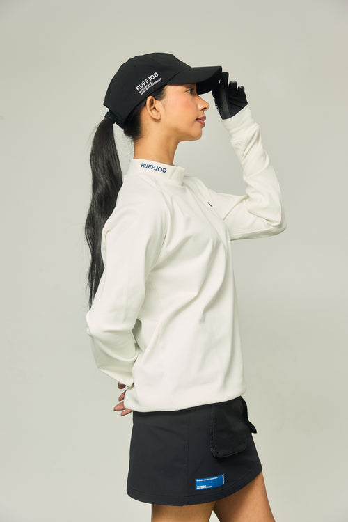 RAGLAN SLEEVE L/S MOCK NECK WHITE