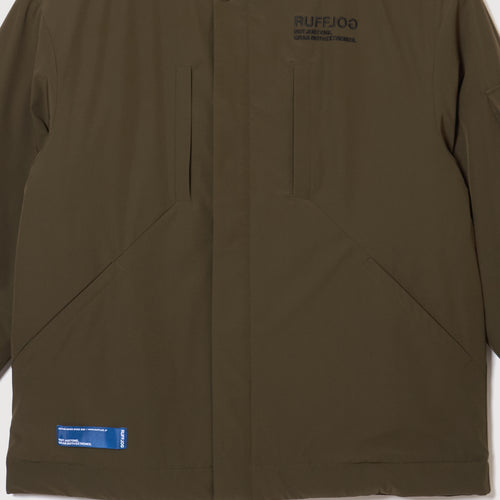 NO COLLAR PUFFER JACKET KHAKI