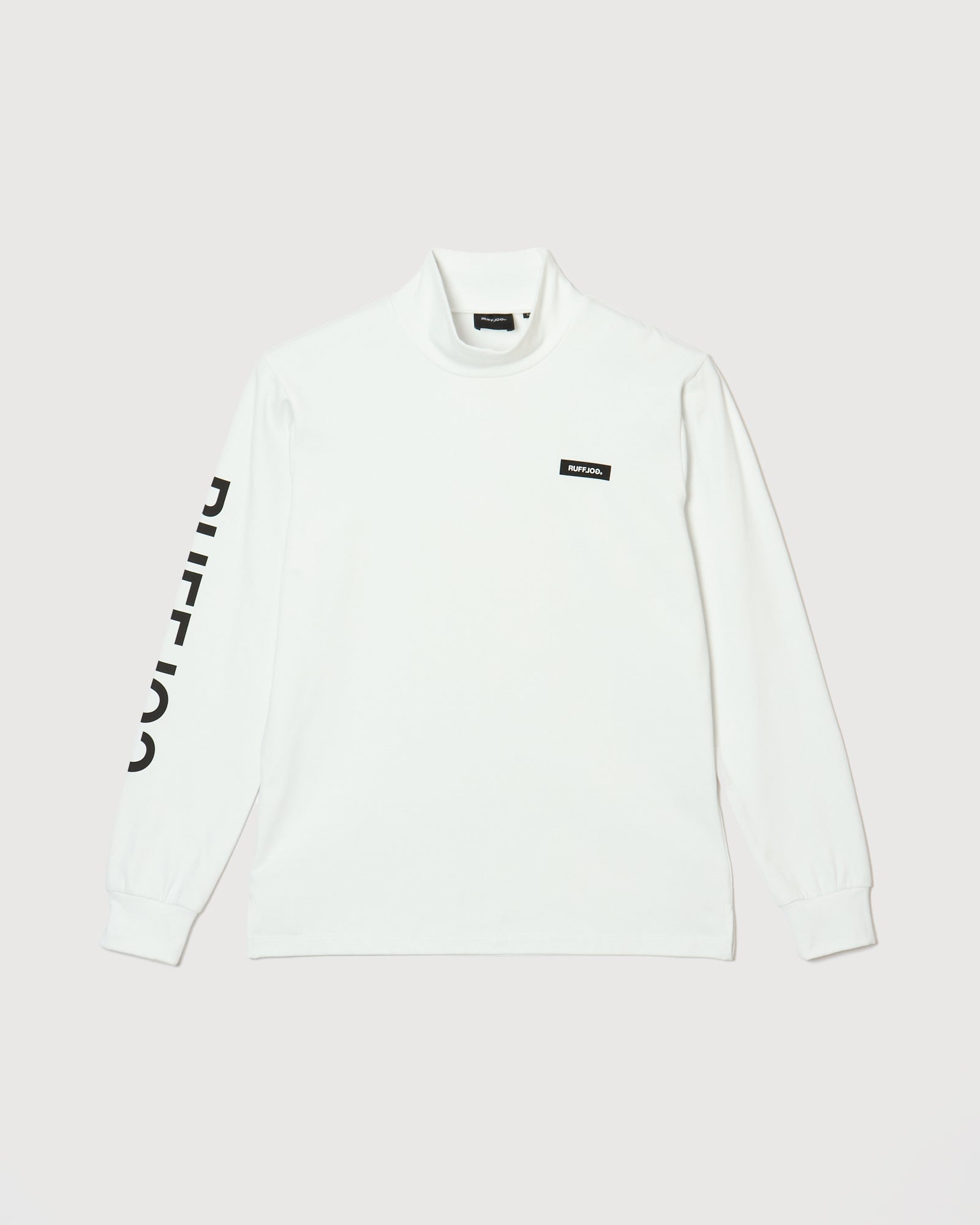 RUFFLOG 24S VERTICAL ロゴモック ネックシャツ ホワイト L VERTICAL LOGO MOCK NECK SHIRTS WHITE – RUFFLOG
