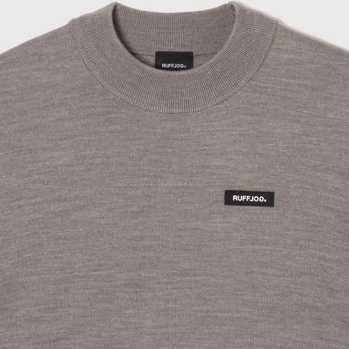 MOCK NECK L/S KNIT GRAY