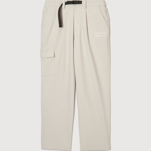 WIDE STRETCH BELTED PANTS WHITE