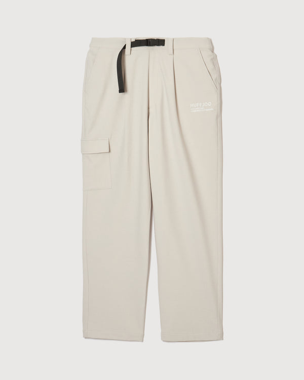 WIDE STRETCH BELTED PANTS WHITE