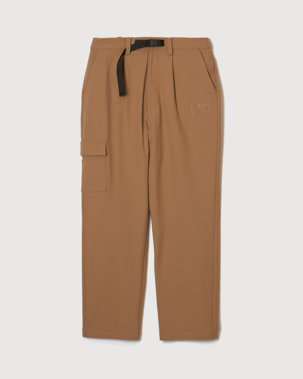 WIDE STRETCH BELTED PANTS BEIGE