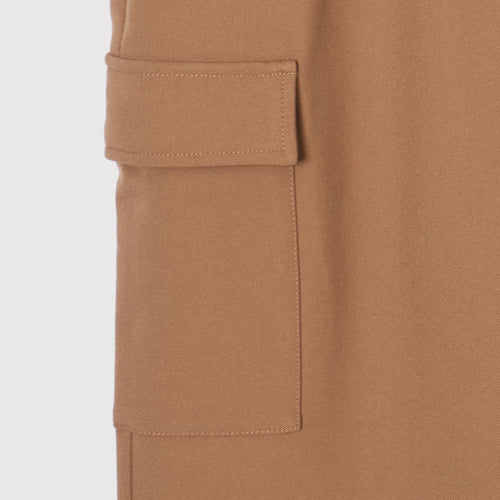 WIDE STRETCH BELTED PANTS BEIGE