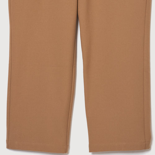 WIDE STRETCH BELTED PANTS BEIGE